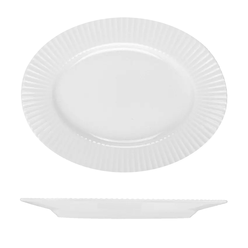 Le Ballet Spectra Oval Flat Wide Rim Platter White R15-2736