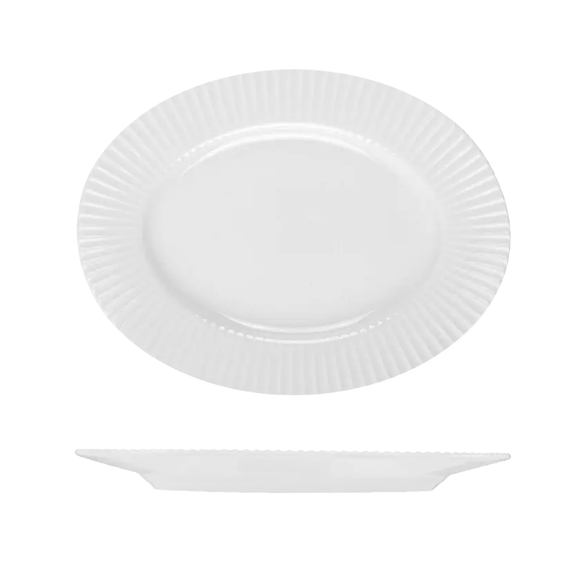 Le Ballet Spectra Oval Flat Wide Rim Platter White R15-2734