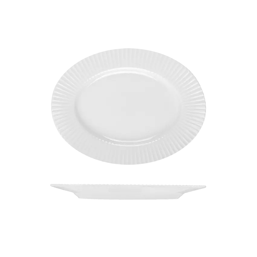 Le Ballet Spectra Oval Flat Wide Rim Platter White R15-2726