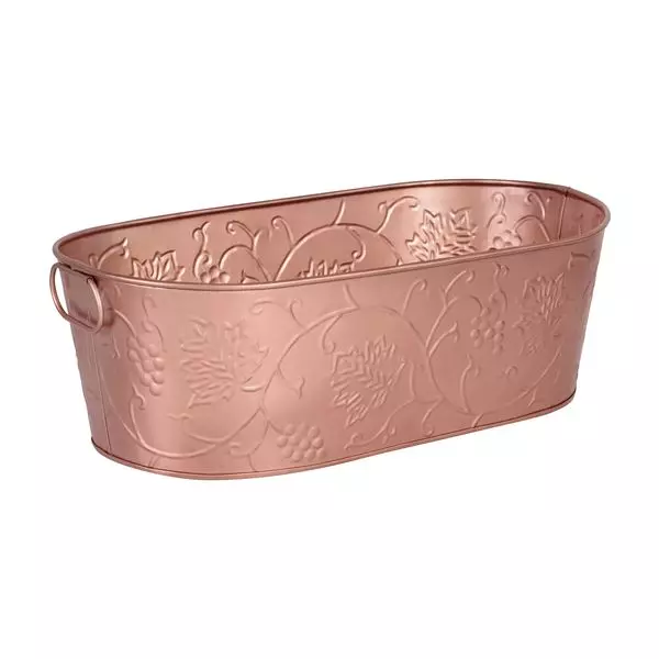 Oval Beverage Tub - Satin Copper, Vine Design