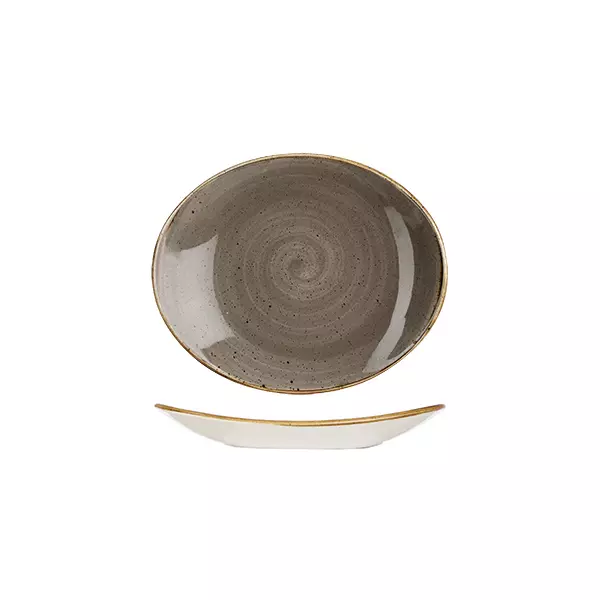 Stonecast by Churchill Oval Coupe Plate Peppercorn Grey