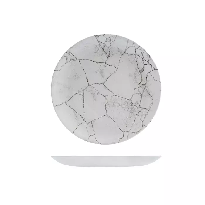 Kintsugi Agate Grey Round Coupe Plate (9976122-K)