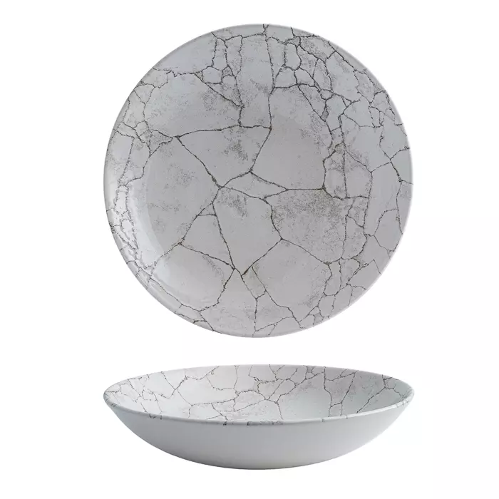 Kintsugi Agate Grey Round Coupe Bowl (9976625-K)