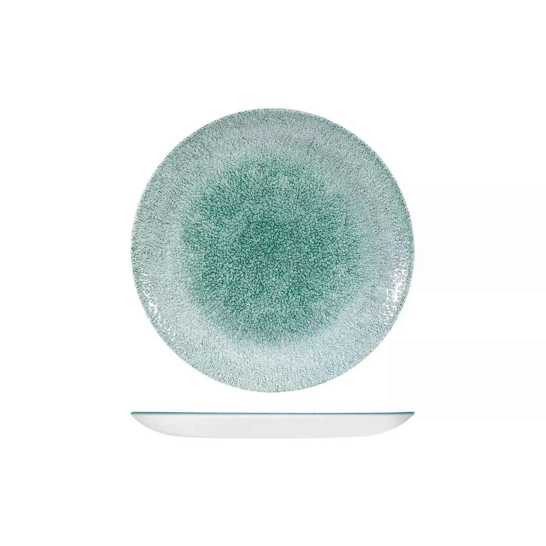 Studio Prints Raku Round Coupe Plate 217mm Jade Green