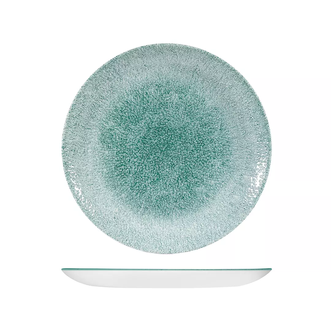 Studio Prints Raku Round Coupe Plate 260mm Jade Green
