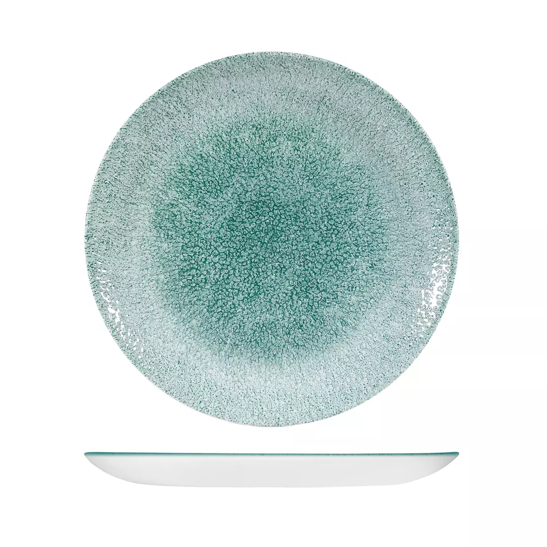 Studio Prints Raku Round Coupe Plate 288mm Jade Green