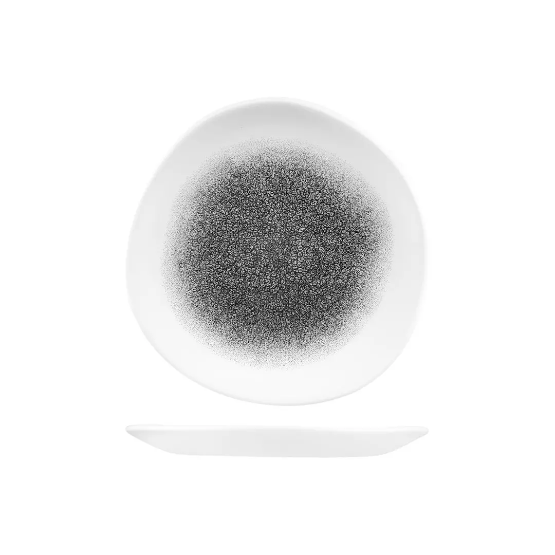 Churchill Studio Prints Raku Trace Round Organic Plate 210mm Quartz Black