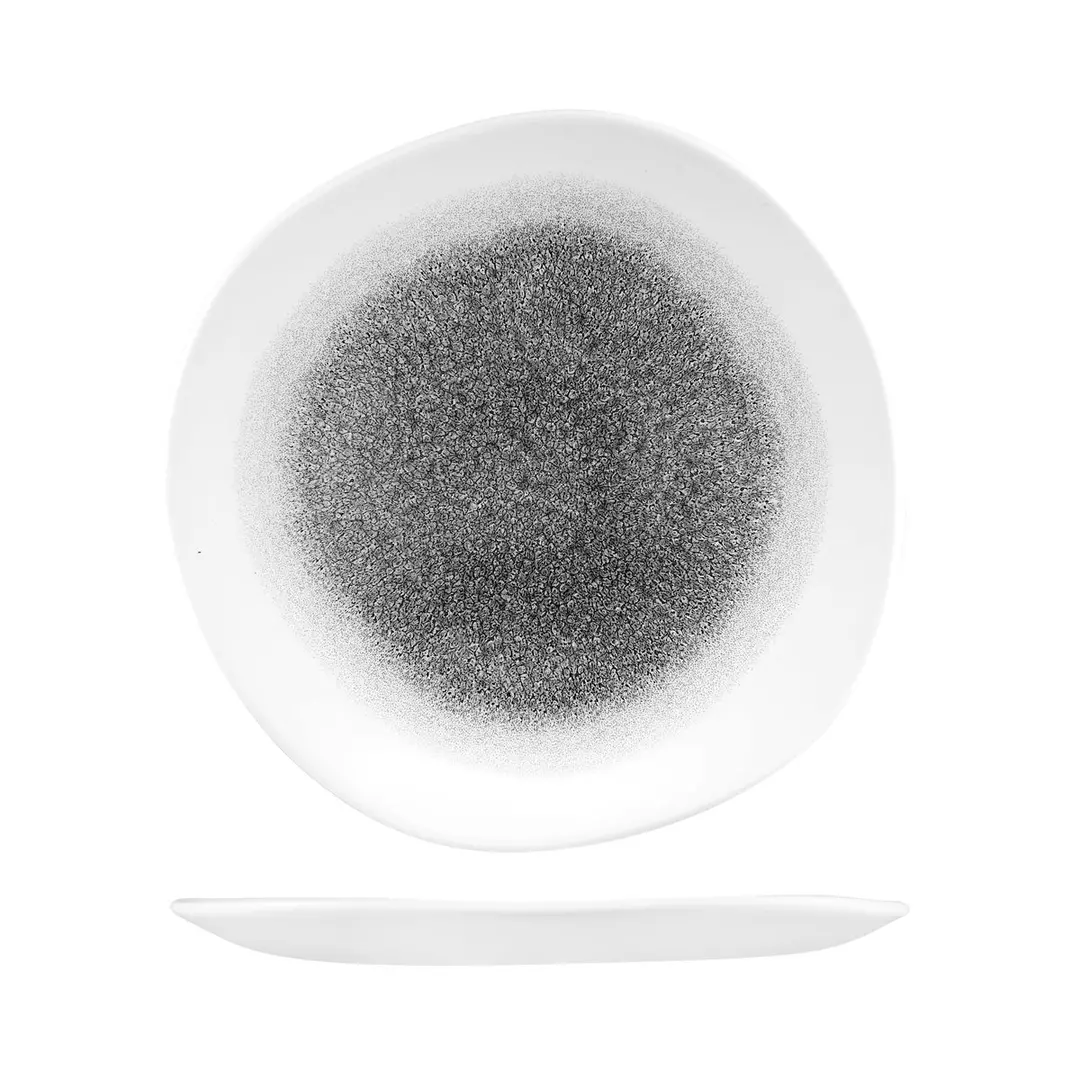 Churchill Studio Prints Raku Trace Round Organic Plate 264mm Quartz Black