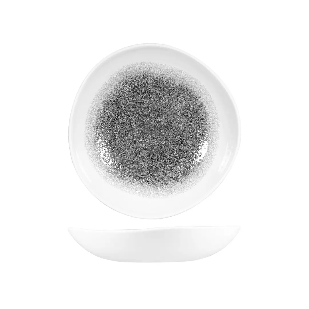 Studio Prints Raku Trace Round Organic Bowl 253mm Quartz Black