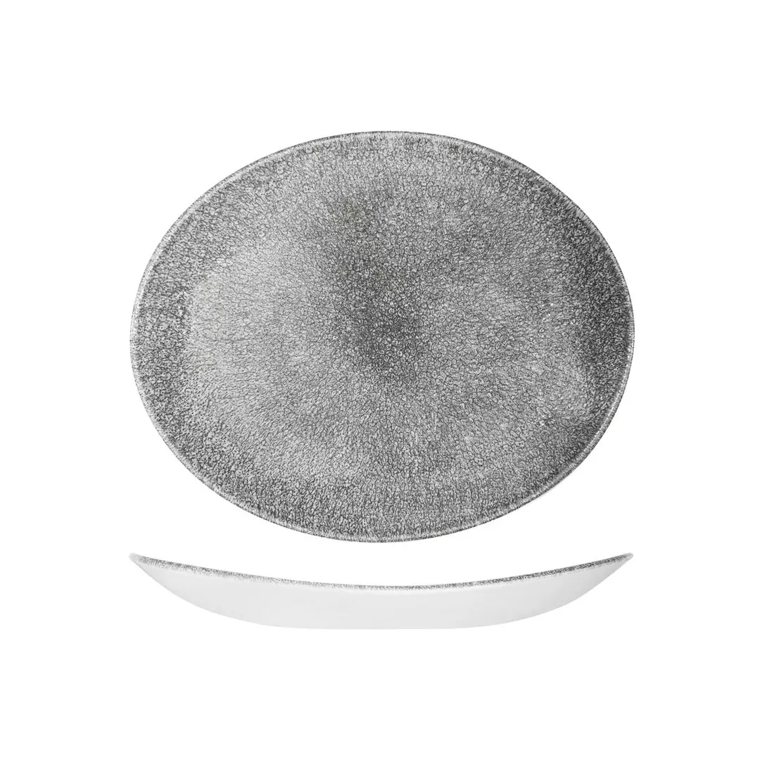 Studio Prints Raku Oval Coupe Plate Quartz Black 9976227-QB