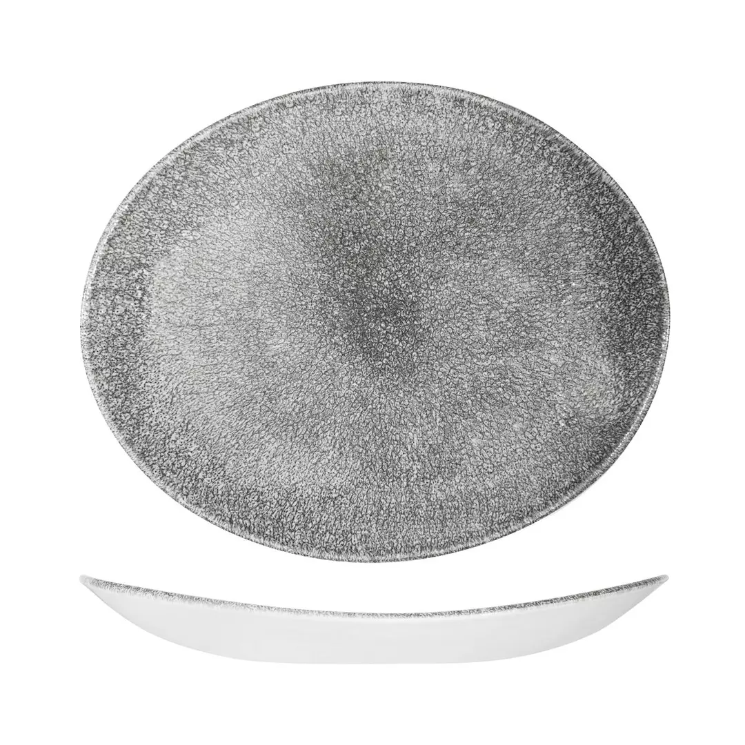 Studio Prints Raku Oval Coupe Plate Quartz Black 9976232-QB