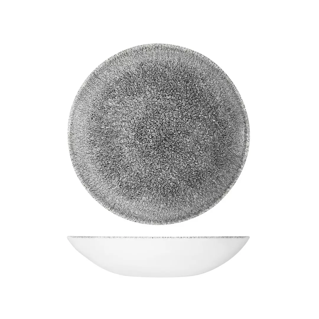 Studio Prints Raku Round Coupe Bowl 248mm Quartz Black