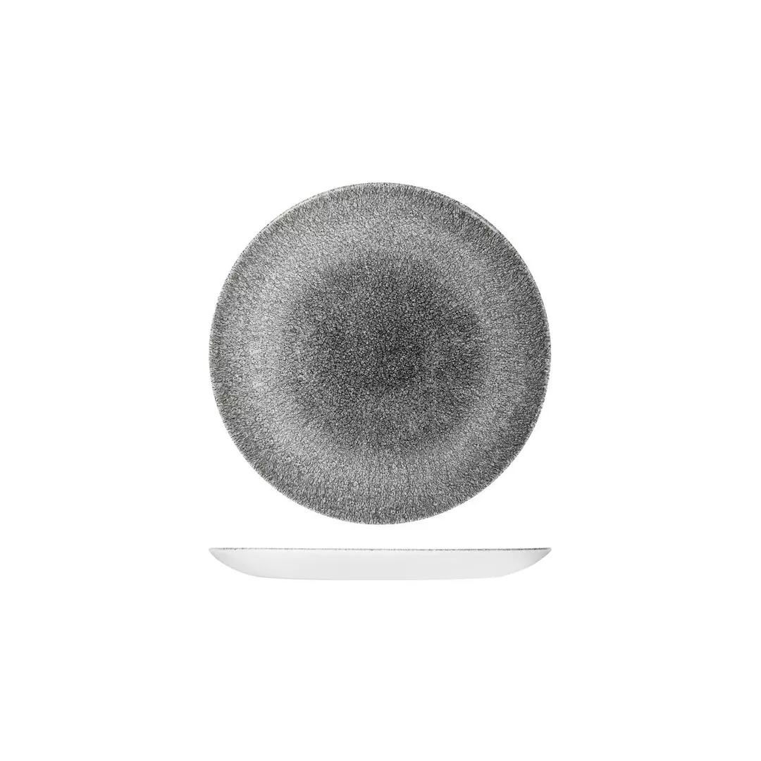 Studio Prints Raku Round Coupe Plate 165mm Quartz Black
