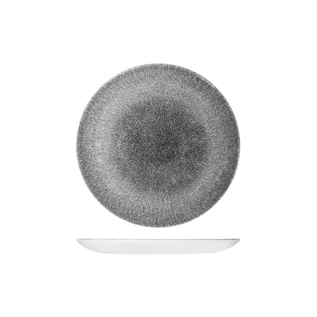 Studio Prints Raku Round Coupe Plate 217mm Quartz Black