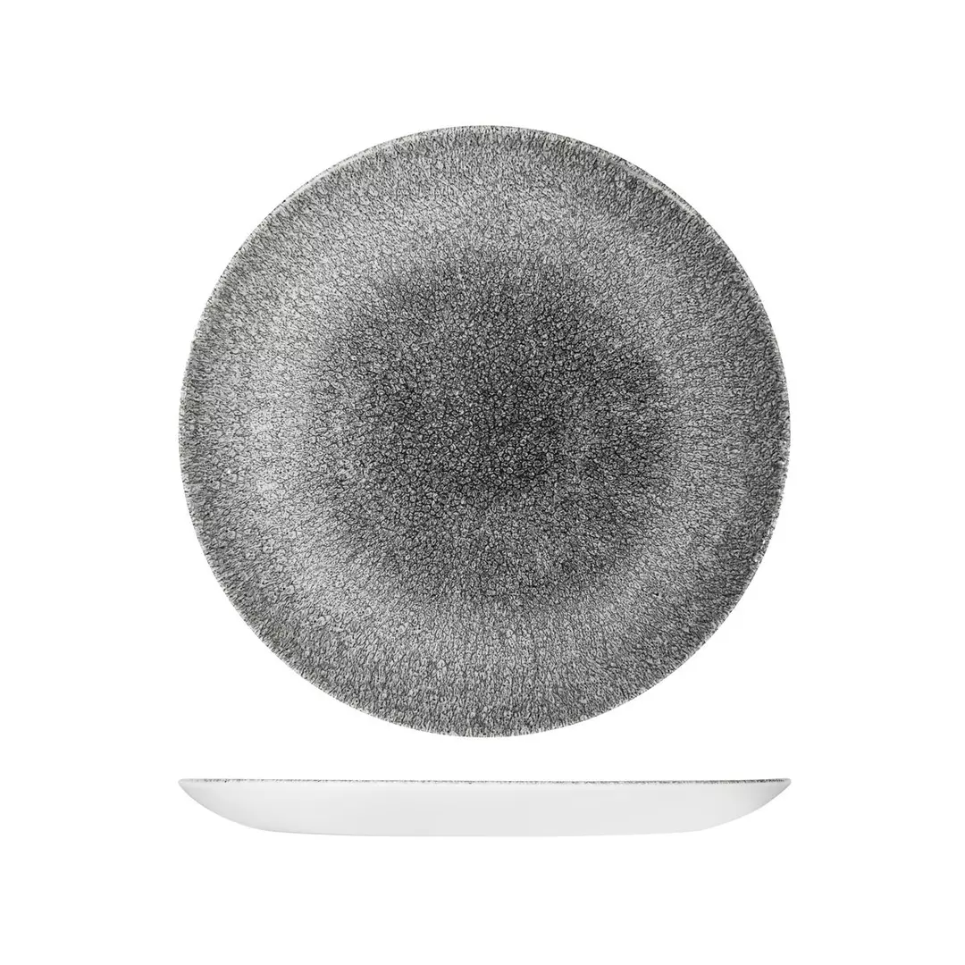 Studio Prints Raku Round Coupe Plate 260mm Quartz Black