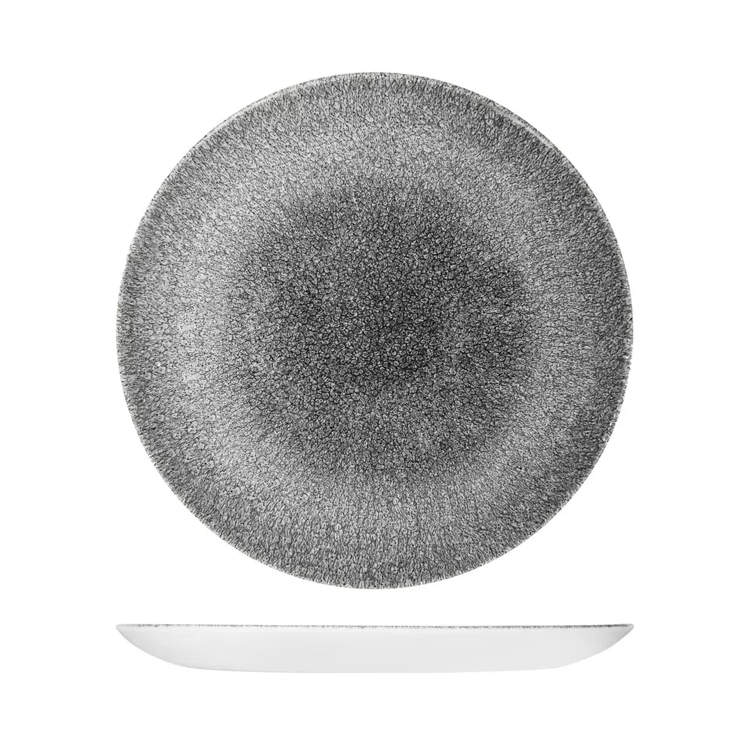 Studio Prints Raku Round Coupe Plate 288mm Quartz Black