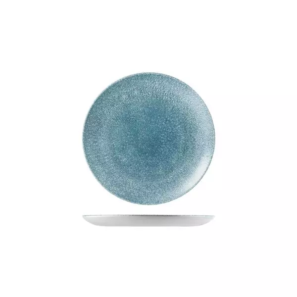 Studio Prints Raku Round Coupe Plate 165mm Topaz Blue