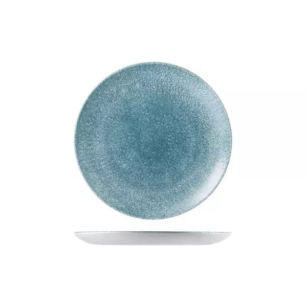 Studio Prints Raku Round Coupe Plate 217mm Topaz Blue
