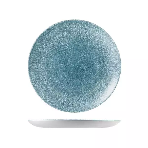 Studio Prints Raku Round Coupe Plate 260mm Topaz Blue