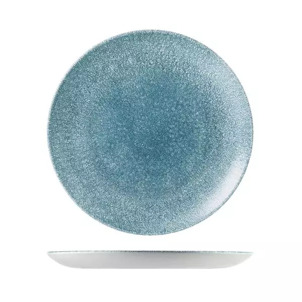 Studio Prints Raku Round Coupe Plate 288mm Topaz Blue