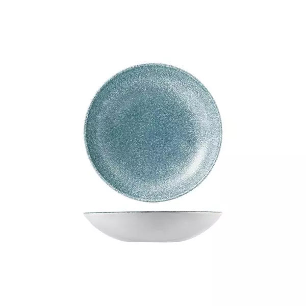 Studio Prints Raku Round Coupe Bowl 426ml Topaz Blue