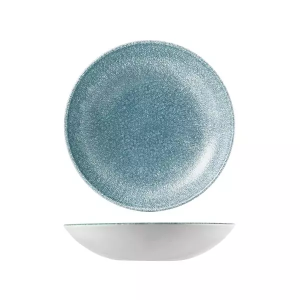Studio Prints Raku Round Coupe Bowl 248mm Topaz Blue