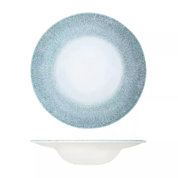 Studio Prints Raku Round Wide Rim Bowl 468ml Topaz Blue