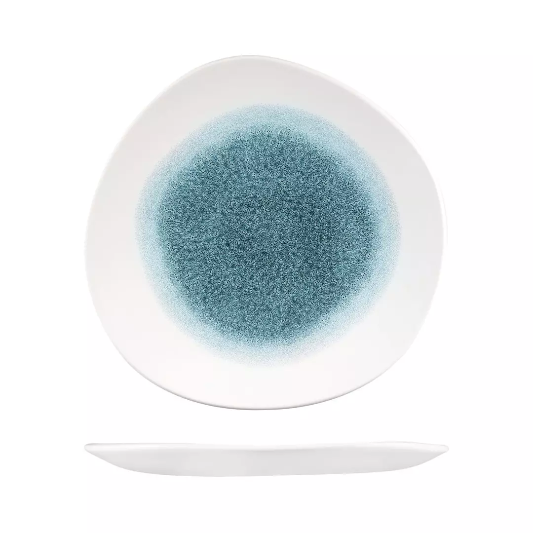 Churchill Studio Prints Raku Trace Round Organic Plate 264mm Topaz Blue