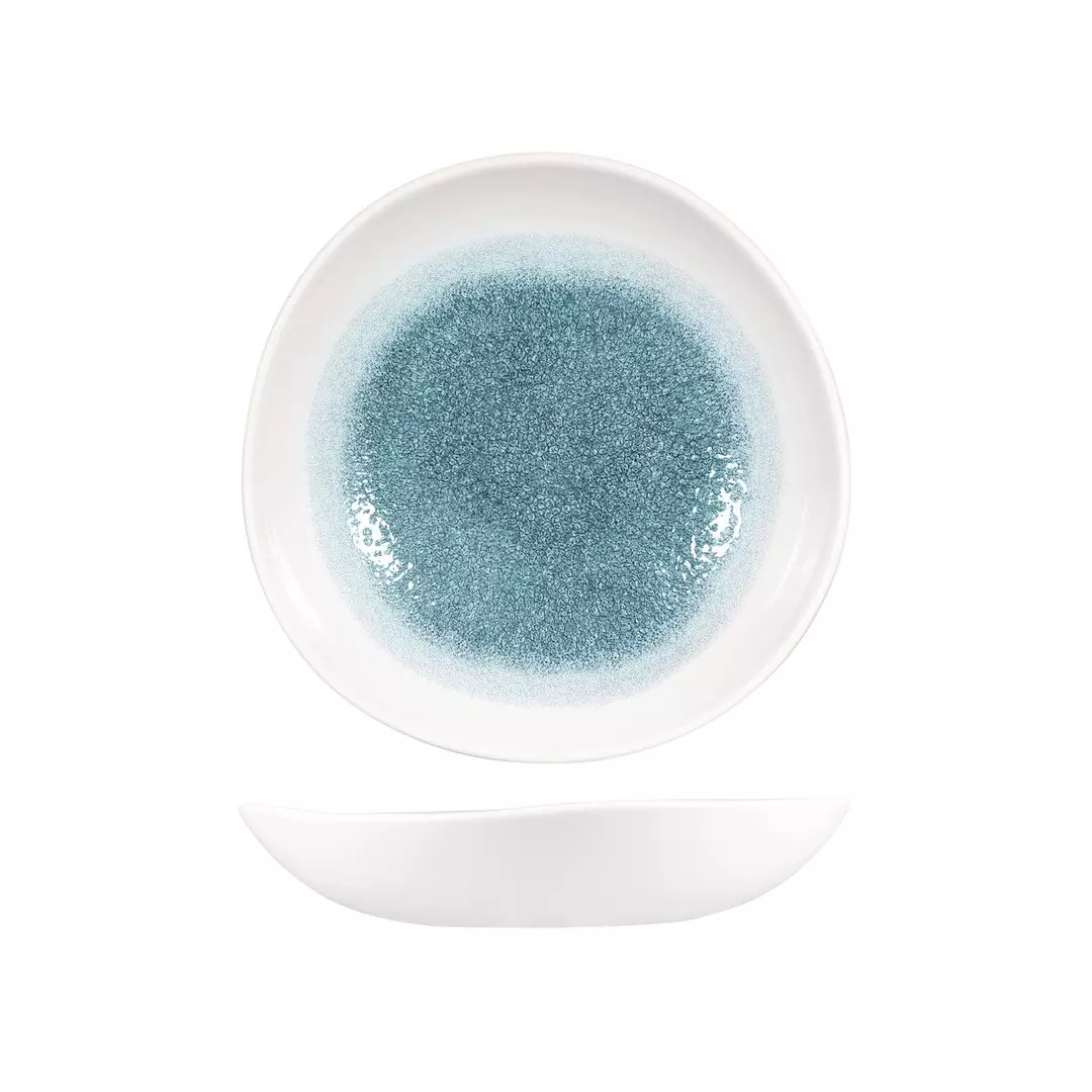 Studio Prints Raku Trace Round Organic Bowl 253mm Topaz Blue