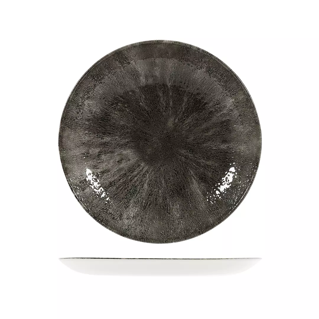 Studio Prints Stone Round Coupe Plate 260mm Quartz Black