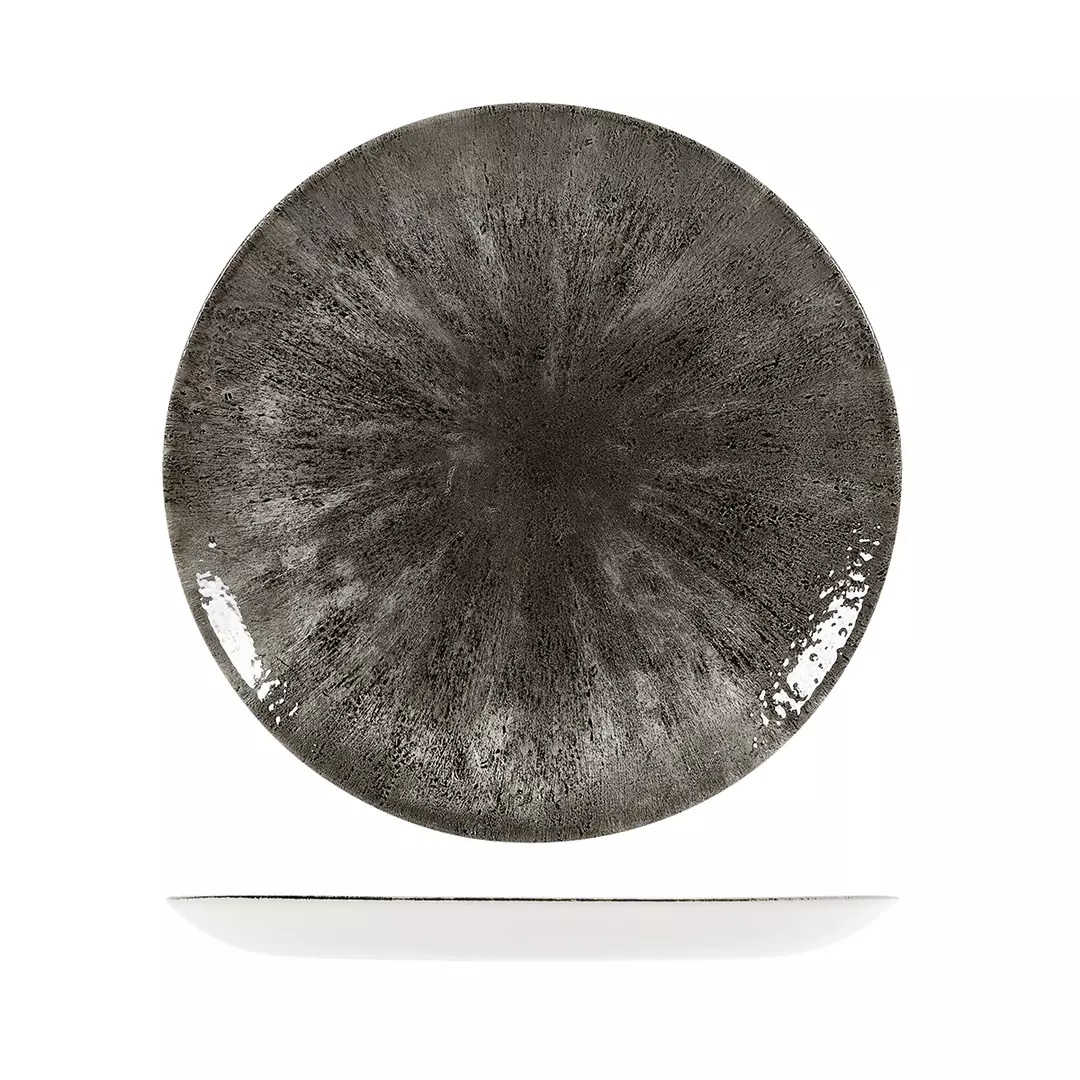 Studio Prints Stone Round Coupe Plate 288mm Quartz Black
