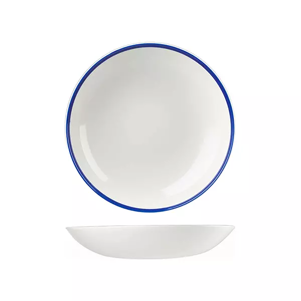 Churchill Round Coupe Bowl 248mm White with Blue Rim