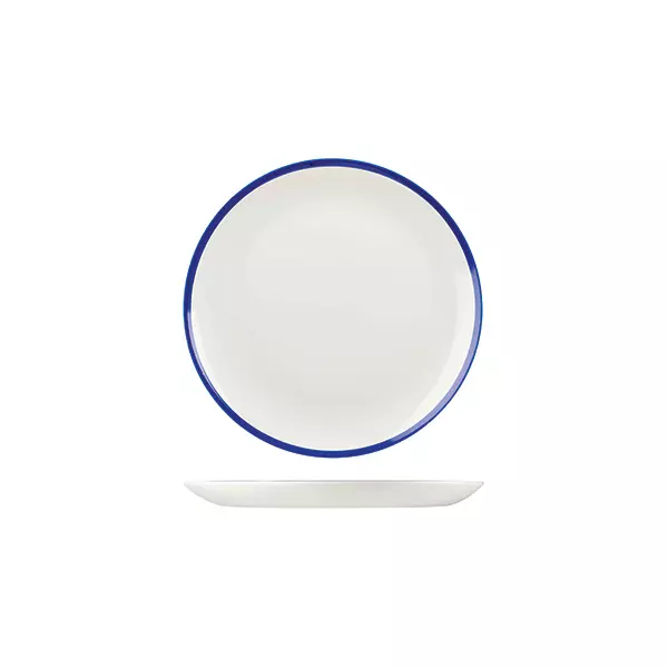 Churchill Round Coupe Plate 165mm White with Blue Rim