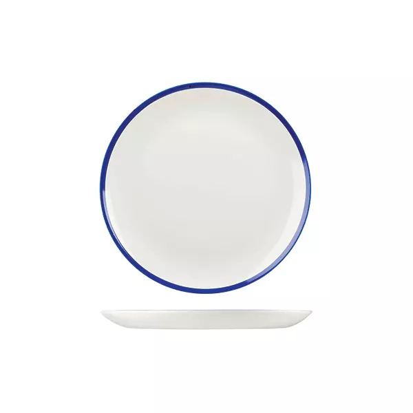 Churchill Round Coupe Plate 217mm White with Blue Rim