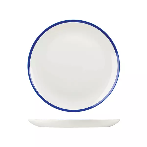 Churchill Round Coupe Plate 260mm White with Blue Rim
