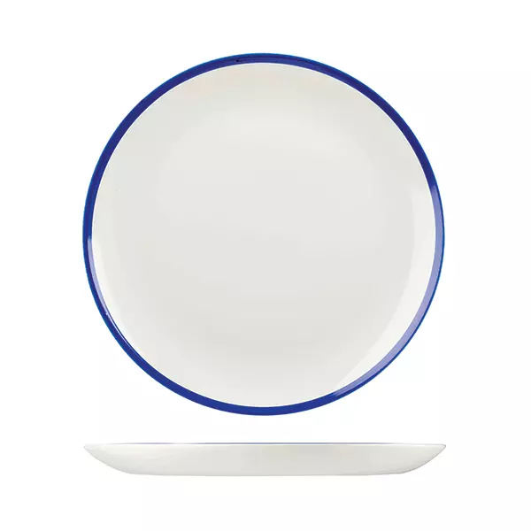 Churchill Round Coupe Plate 288mm White with Blue Rim