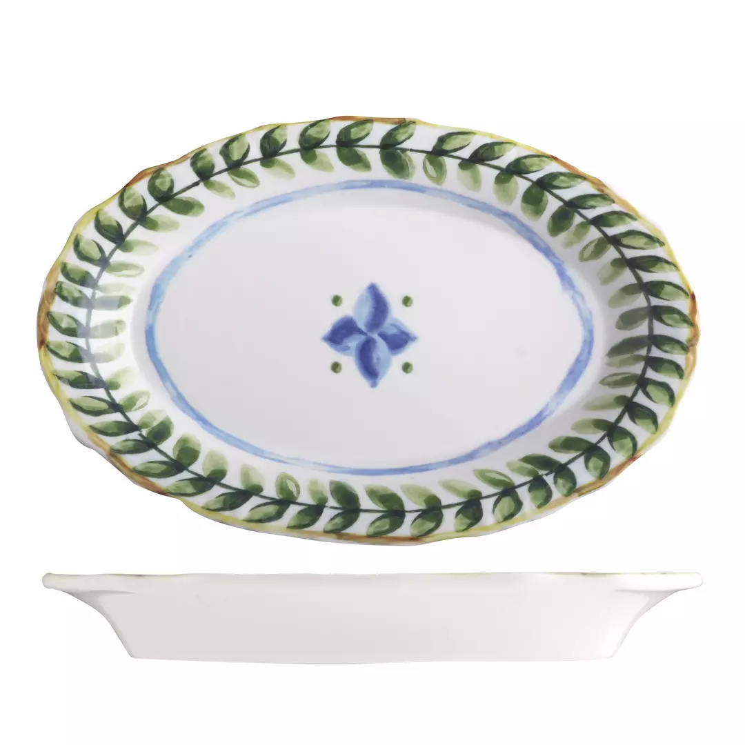 ID Fine Capri Oval Scalloped Wide Rim Plate 210x320x35mm