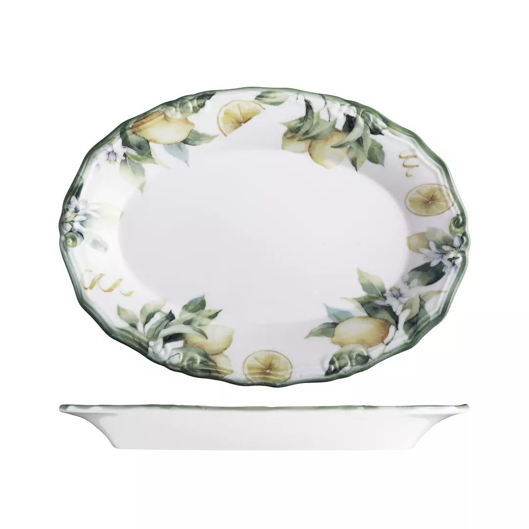 ID Fine Sorrento Oval Scalloped Wide Rim Plate 170x260x30mm