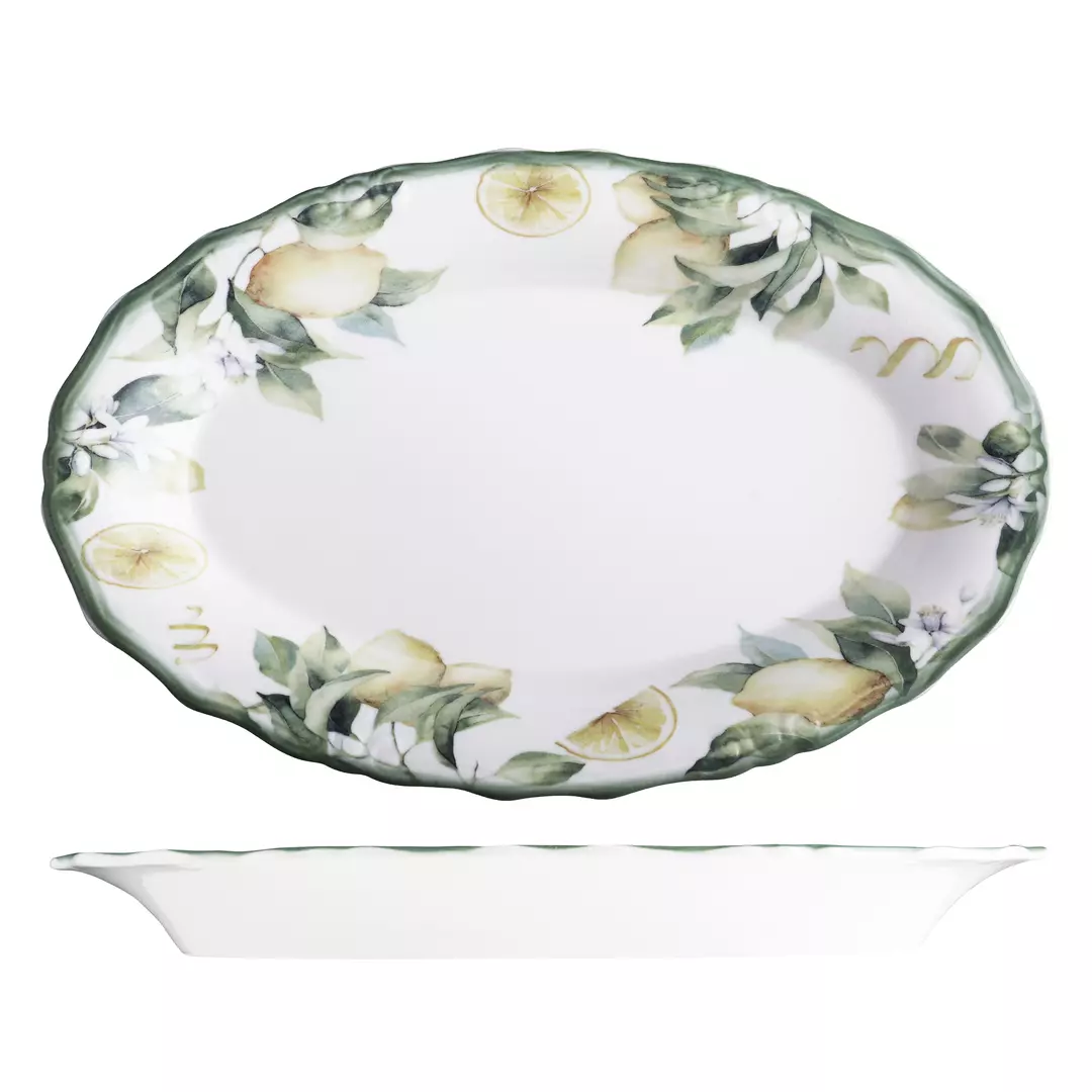 ID Fine Sorrento Oval Scalloped Wide Rim Plate 210x320x35mm