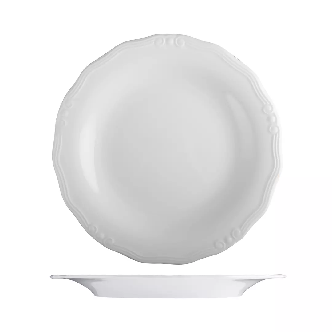 ID Fine Tiffany Round Scalloped Wide Rim Plate 290mm