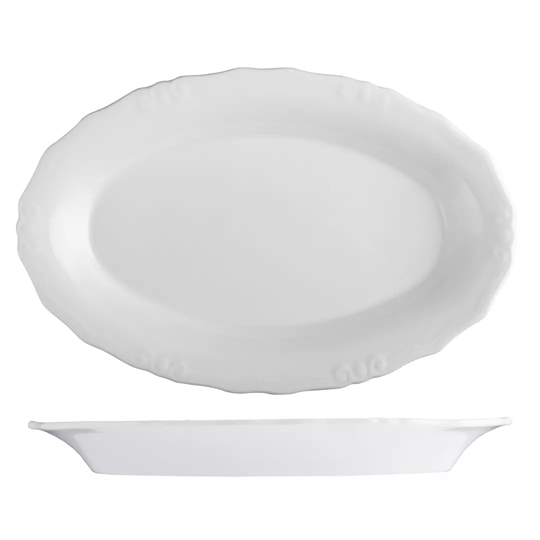 ID Fine Tiffany Oval Scalloped Wide Rim Plate 210x320x35mm