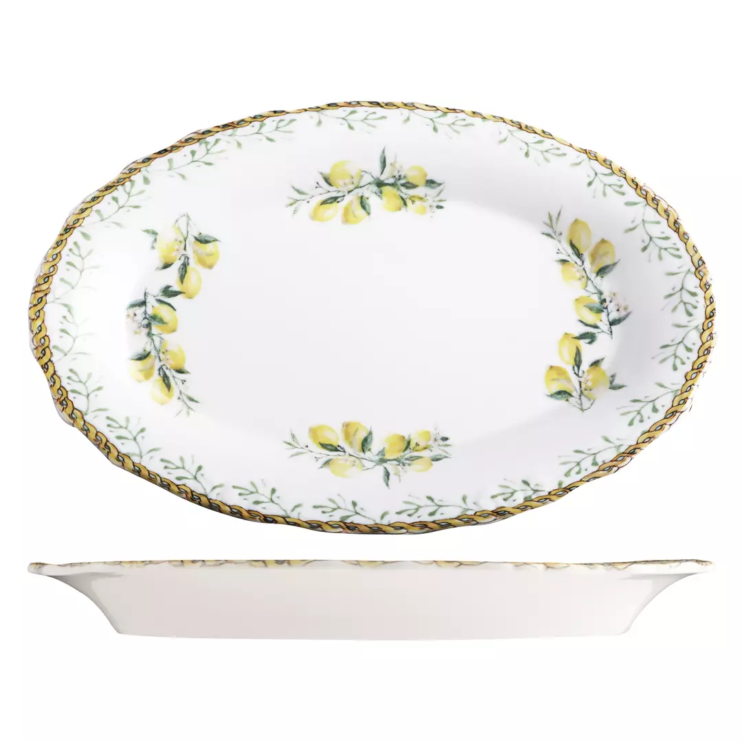 ID Fine Verona Oval Scalloped Wide Rim Plate 210x320x35mm