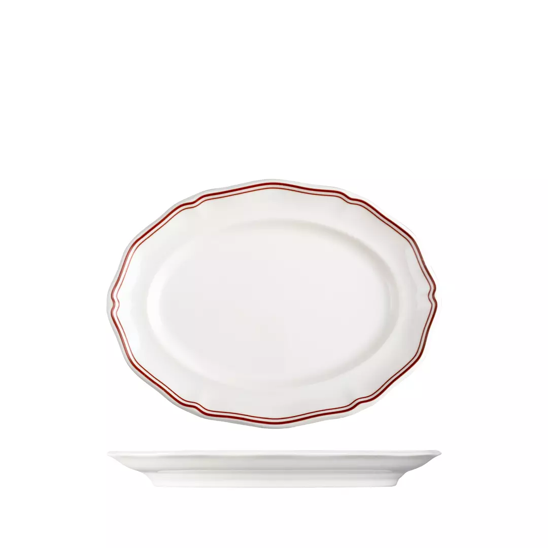 Luzerne Oval Scalloped Wide Rim Plate Astoria Rosewood 94356-M