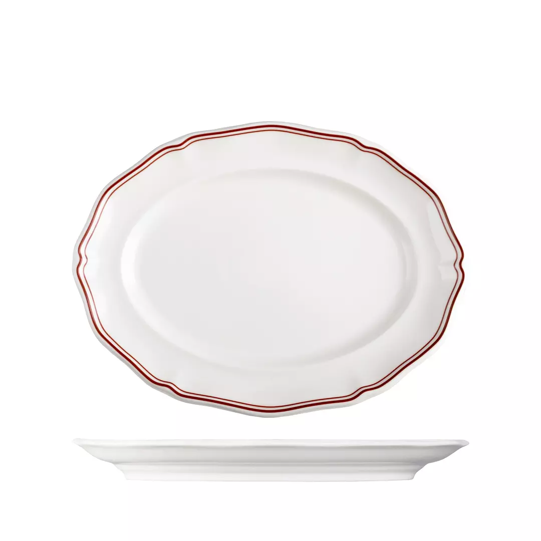 Luzerne Oval Scalloped Wide Rim Plate Astoria Rosewood 94357-M