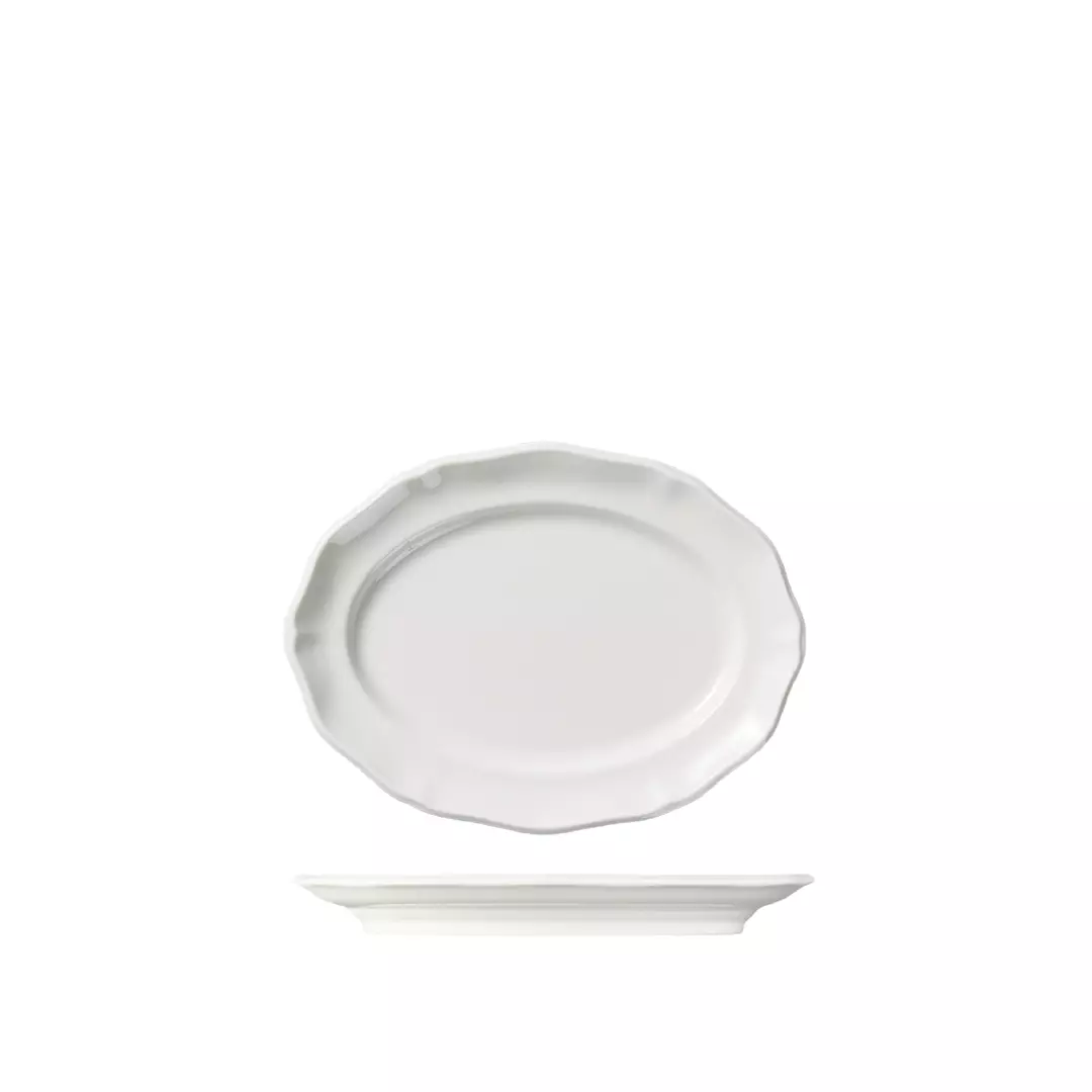 Luzerne Oval Scalloped Wide Rim Plate Astoria White 94321