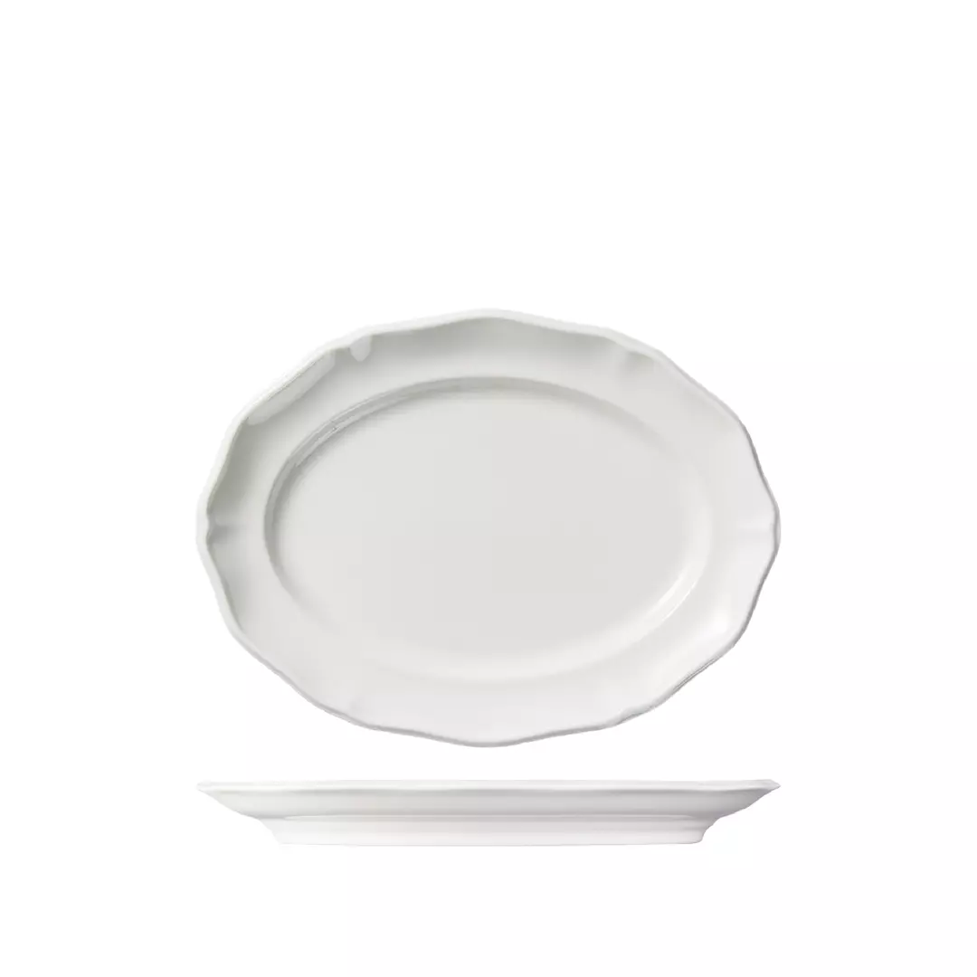 Luzerne Oval Scalloped Wide Rim Plate Astoria White 94322