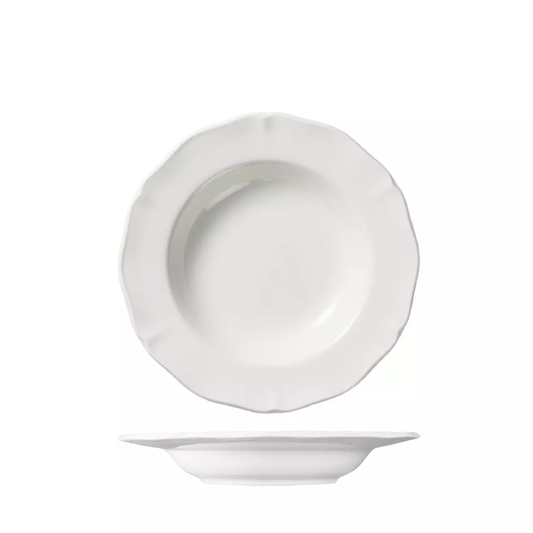 Luzerne Soup/Pasta Scalloped Wide Rim Bowl Astoria White 330ml