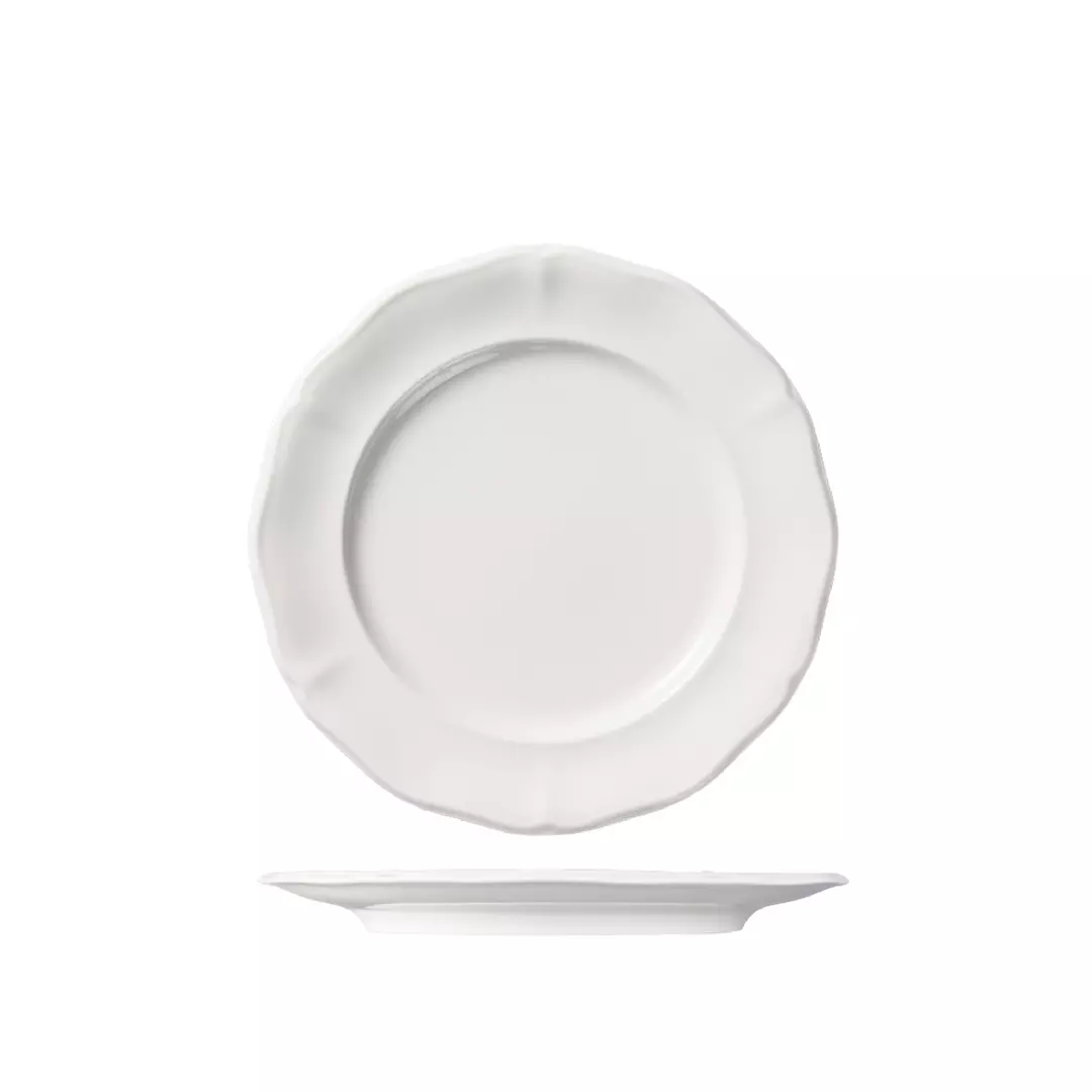 Luzerne Round Scalloped Wide Rim Plate Astoria White 230mm