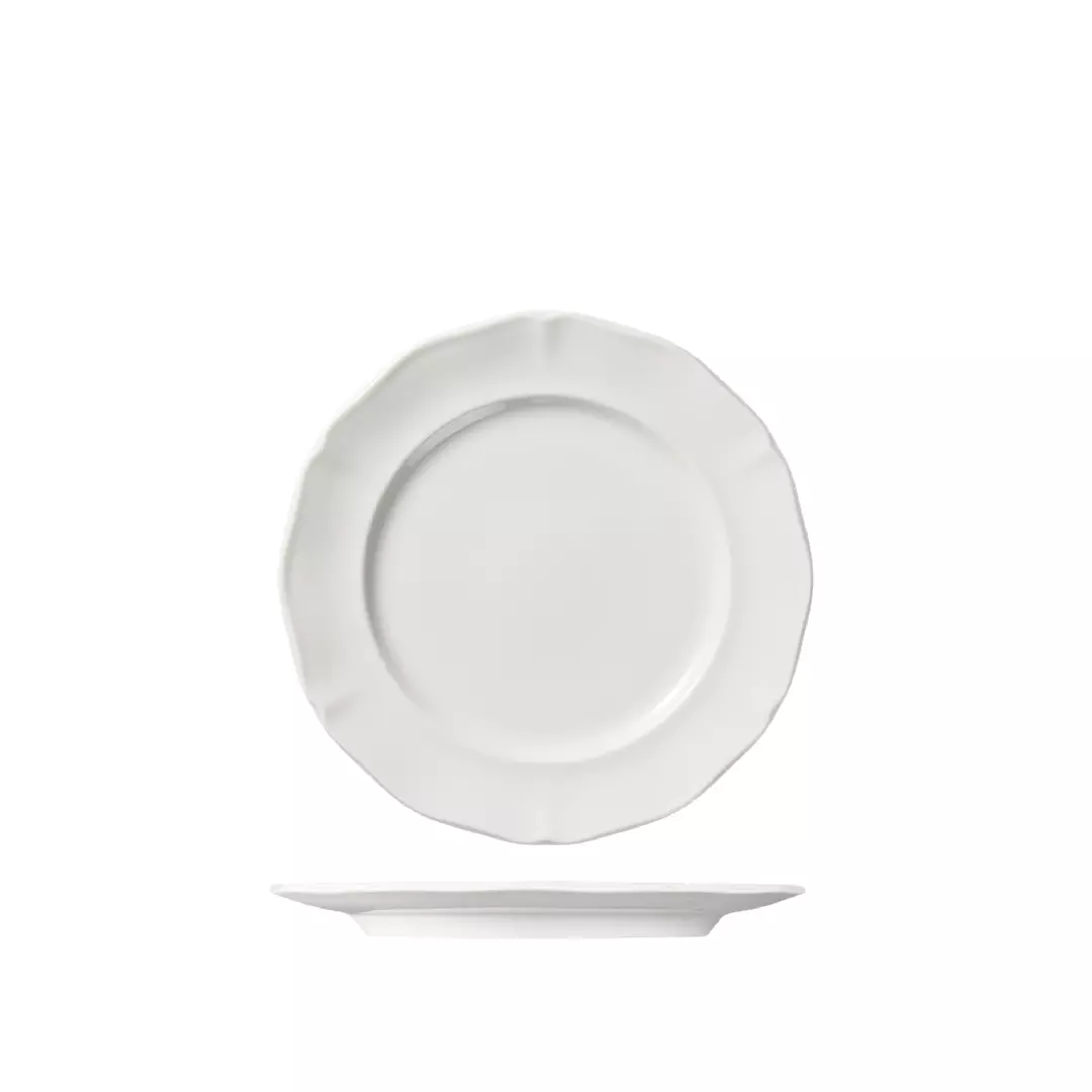 Luzerne Round Scalloped Wide Rim Plate Astoria White 210mm