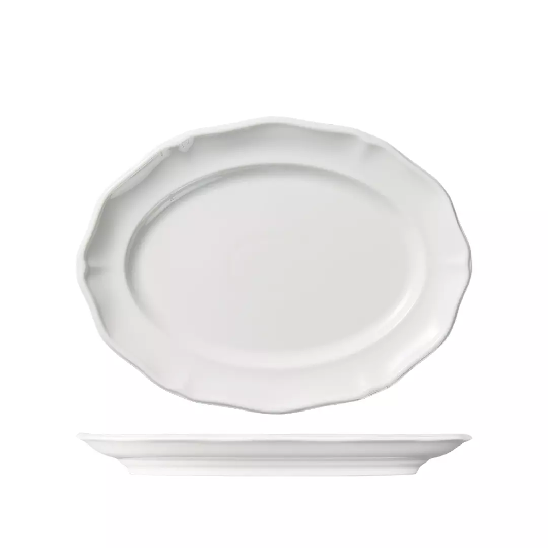 Luzerne Oval Scalloped Wide Rim Plate Astoria White 94323